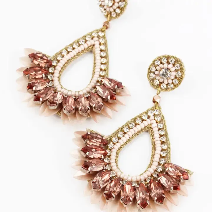 My Doris Peach Teardrop Art Deco Inspired Earrings