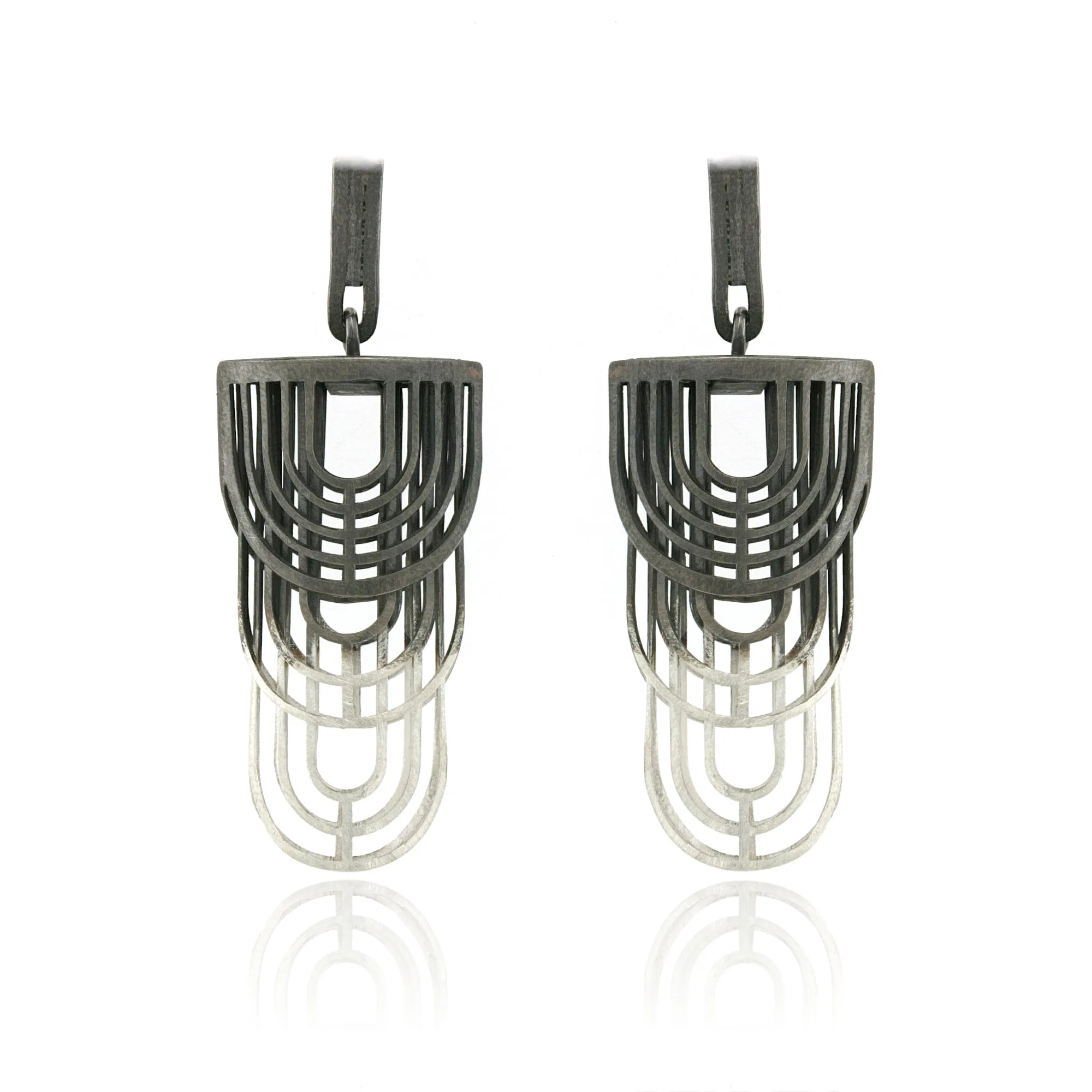 Mysterium Collection Oxidized Silver Silver "Art Deco" Earrings
