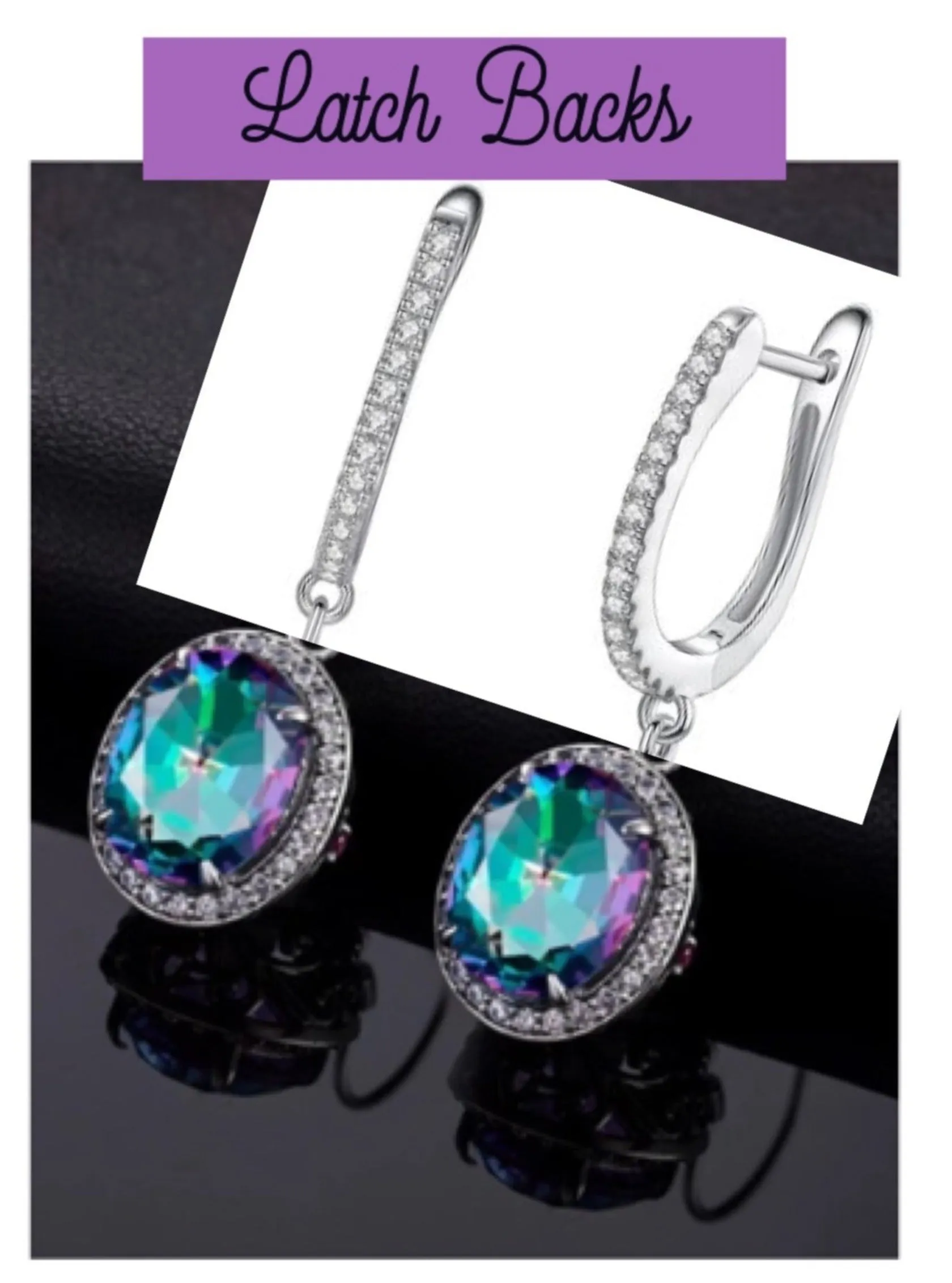 Mystic Topaz Earrings, Oval Halo Earrings, Art Deco Jewelry #E228