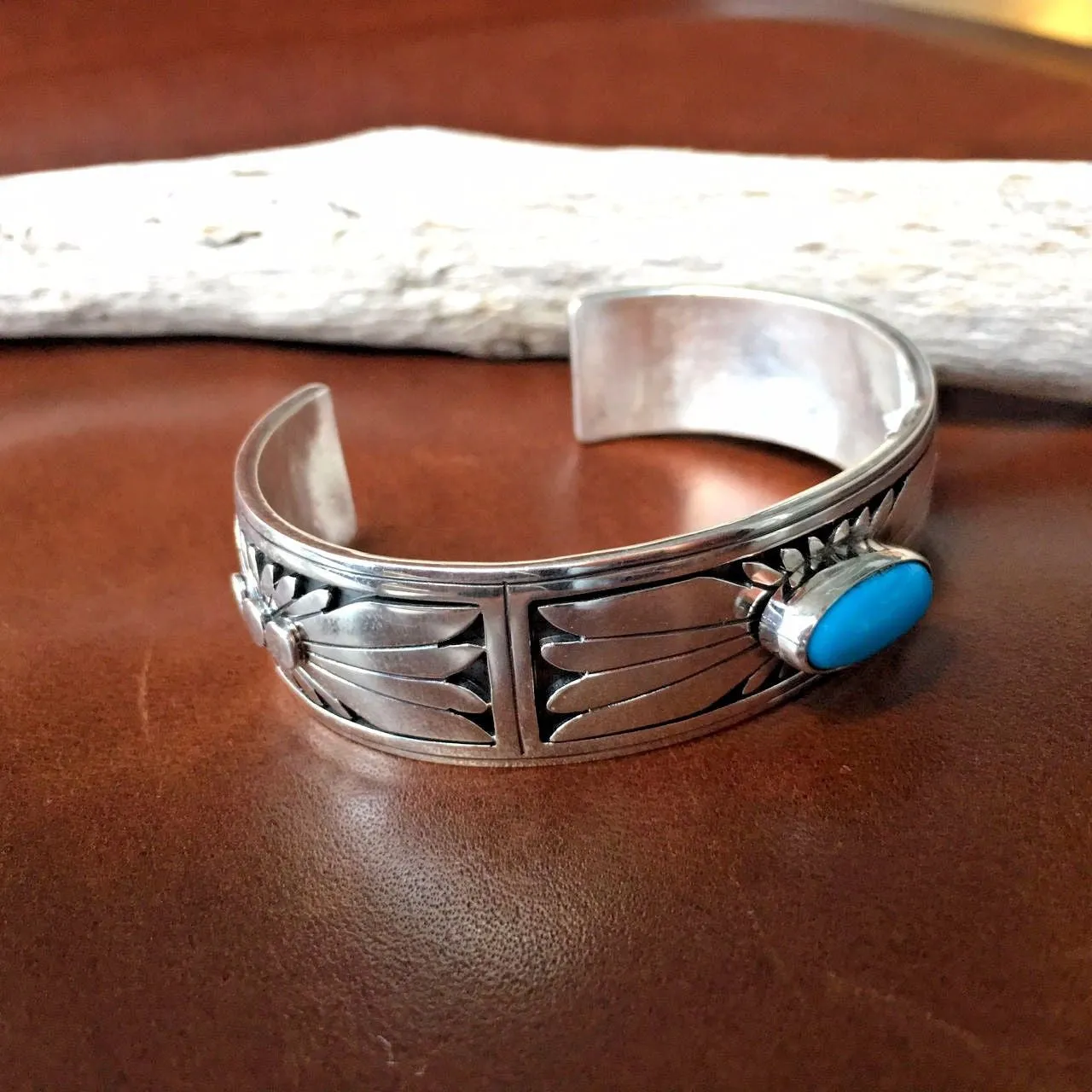 Native American Sterling Sleeping Beauty Cuff Bracelet Signed by Marita Benally