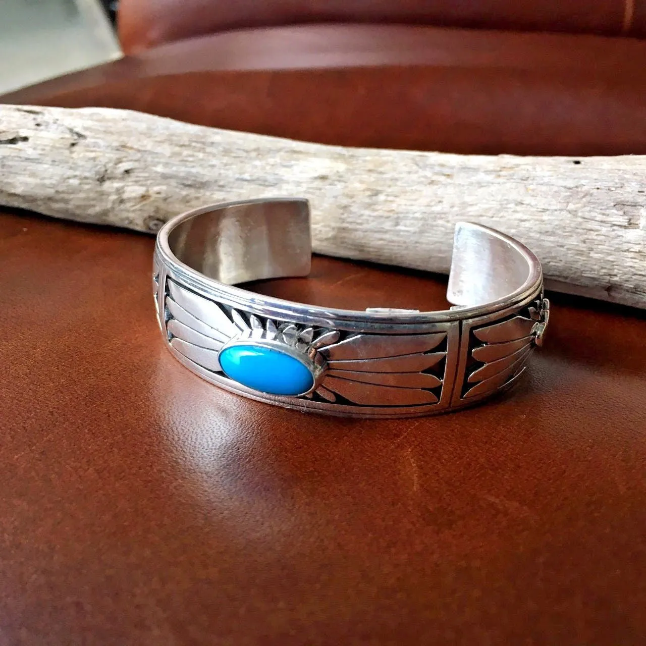 Native American Sterling Sleeping Beauty Cuff Bracelet Signed by Marita Benally