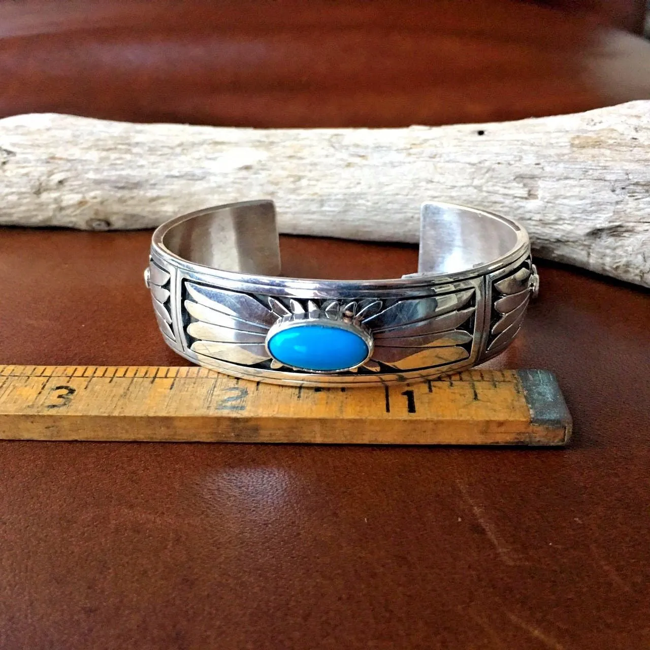 Native American Sterling Sleeping Beauty Cuff Bracelet Signed by Marita Benally