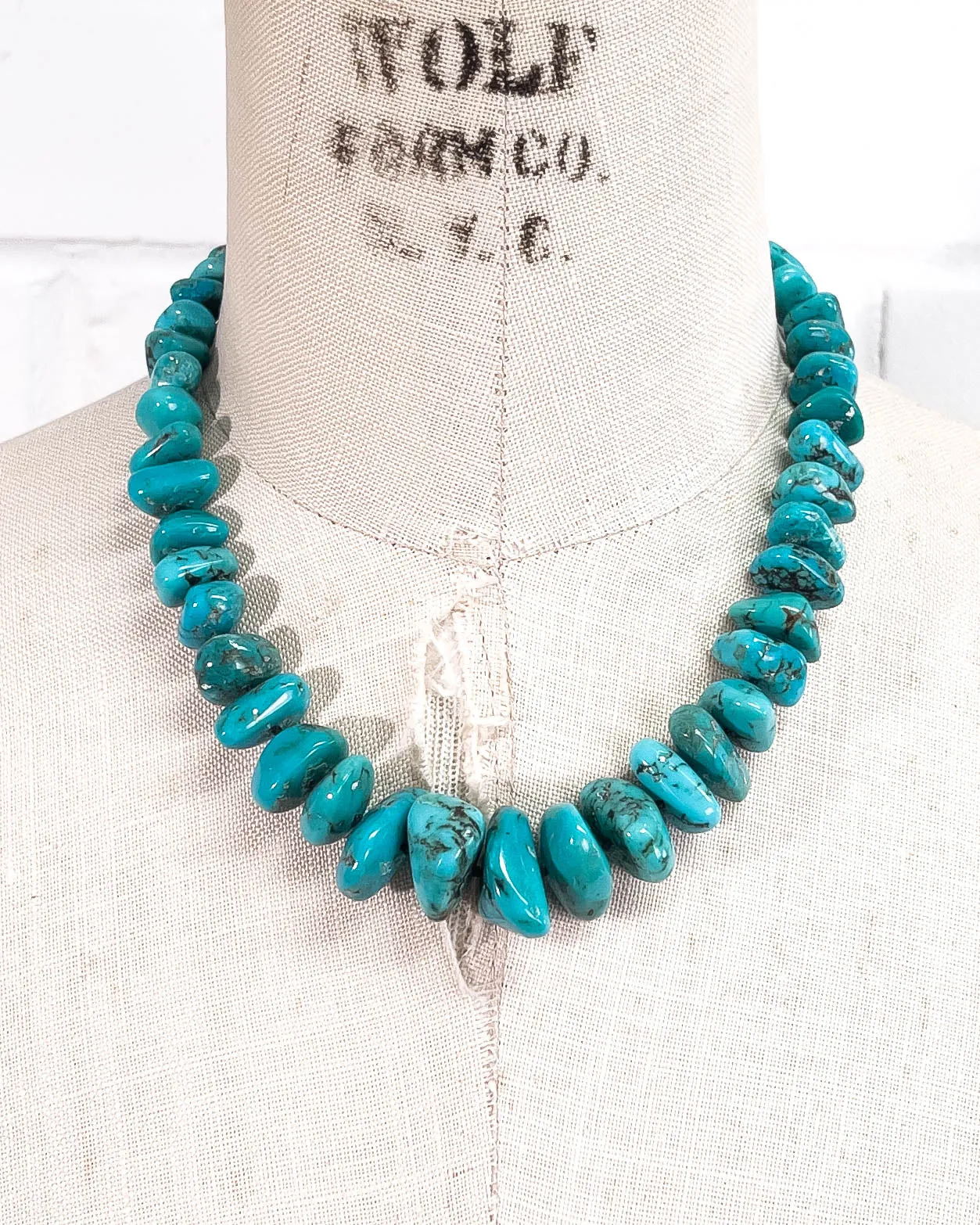 Natural Arizona Sleeping Beauty Turquoise Nugget Hand-Knotted Necklace