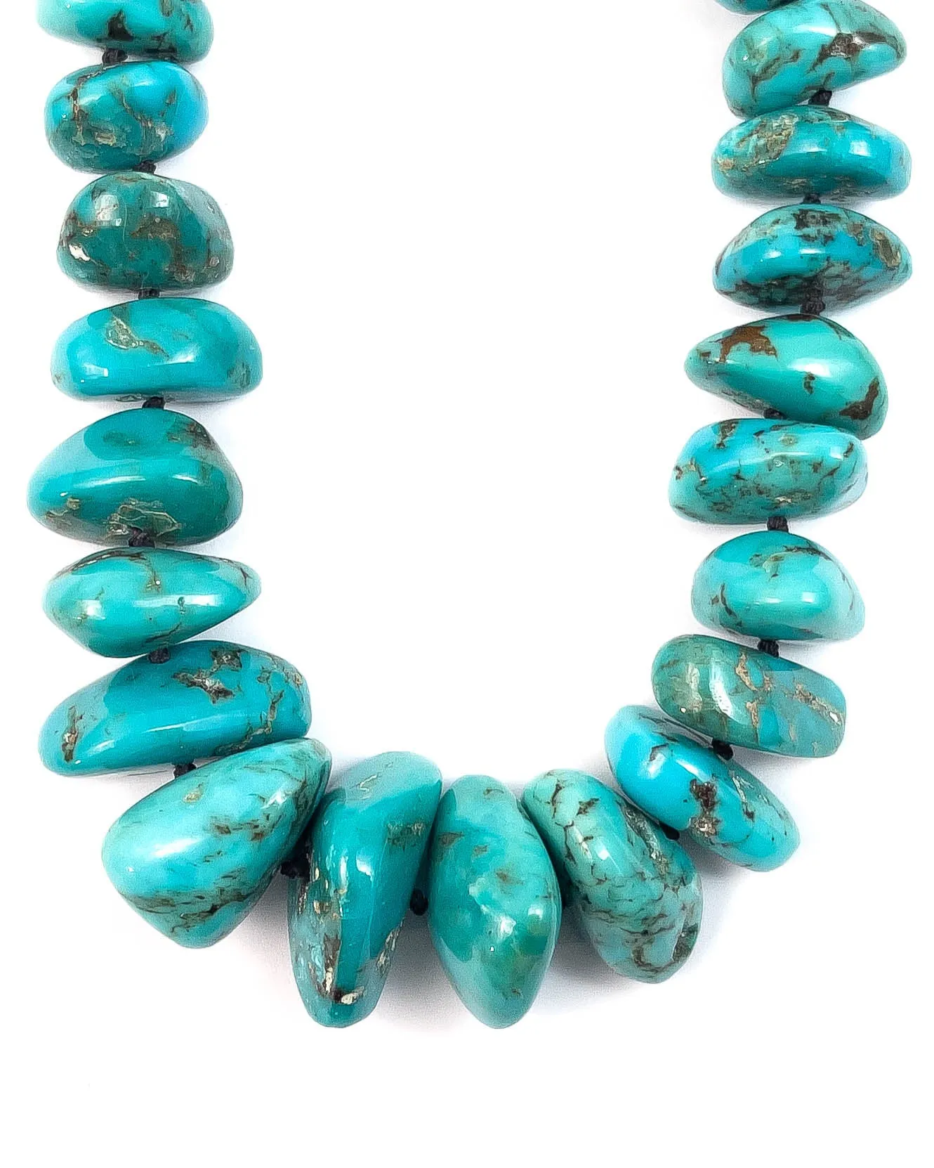 Natural Arizona Sleeping Beauty Turquoise Nugget Hand-Knotted Necklace