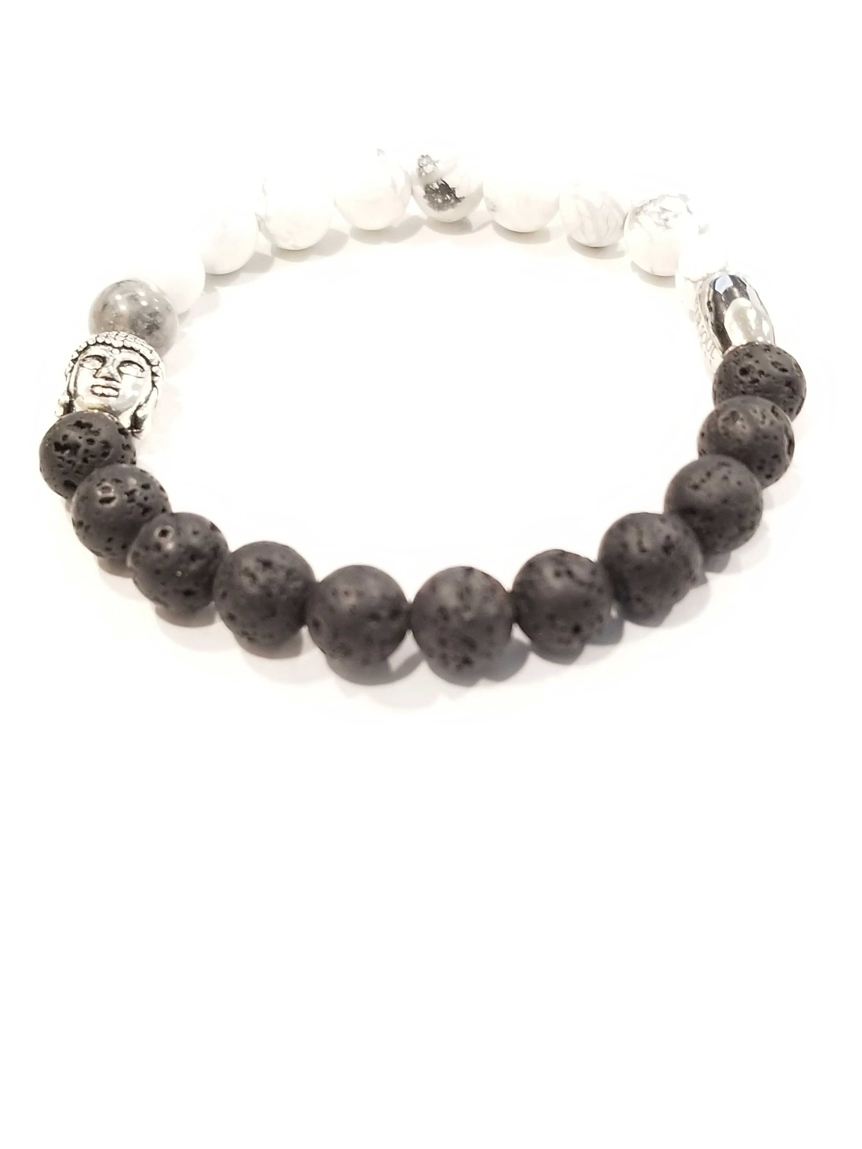 Natural Lava & Howlite Stone Essential Oil Infusion Zen Bracelet