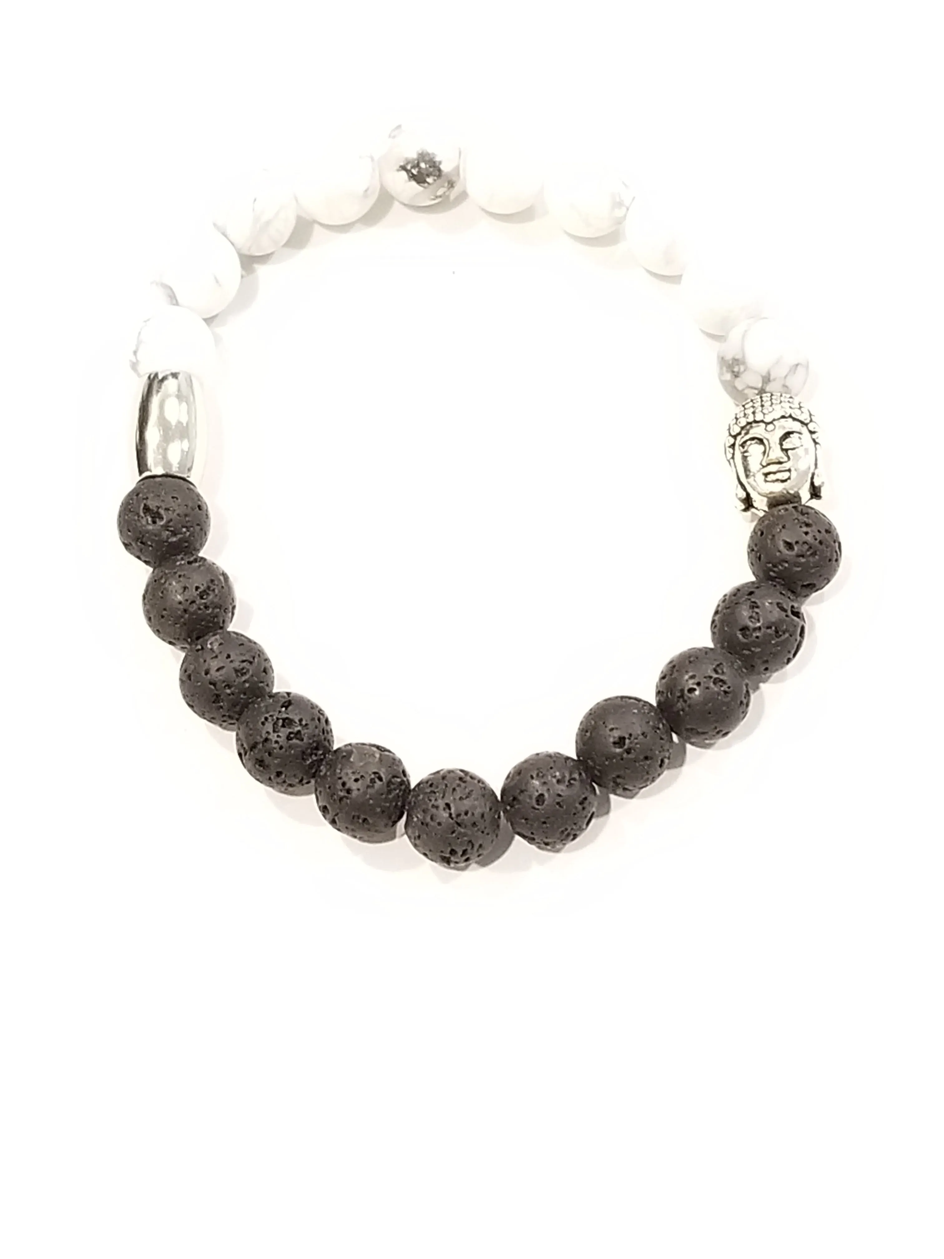 Natural Lava & Howlite Stone Essential Oil Infusion Zen Bracelet