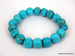 Natural pure turquoise beads bracelet 5.5 inches