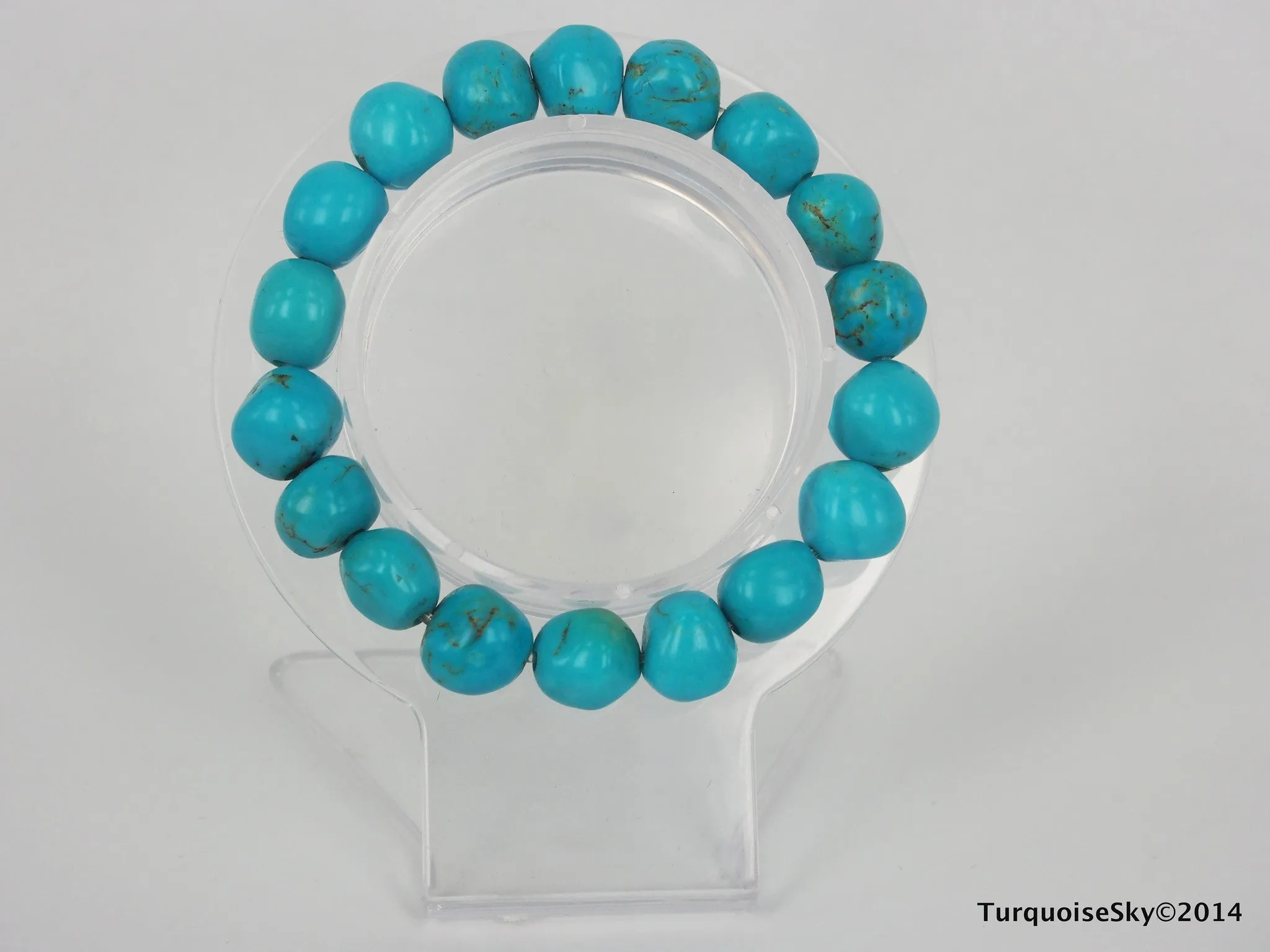 Natural pure turquoise beads bracelet 5.5 inches