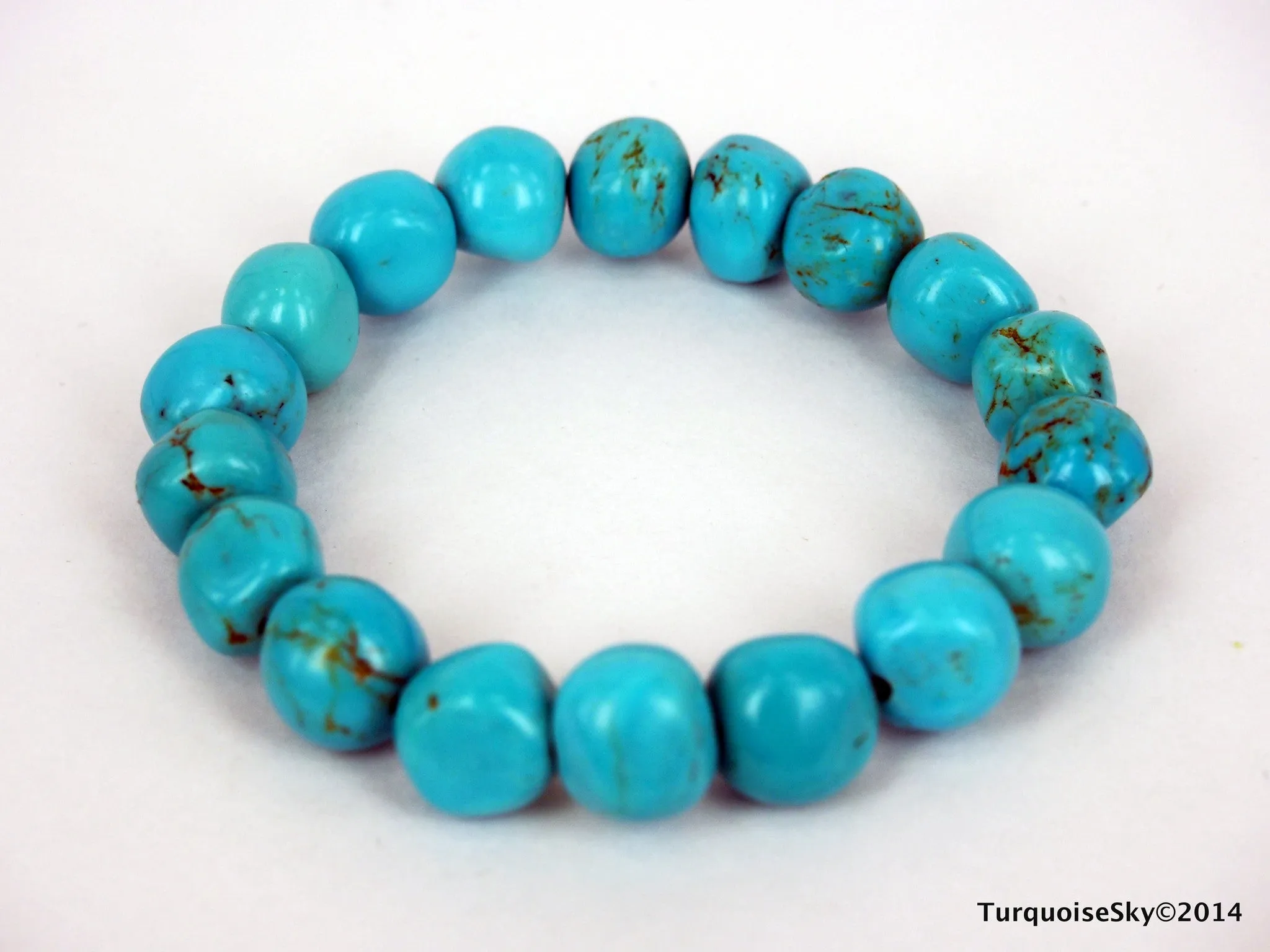 Natural pure turquoise beads bracelet 5.5 inches