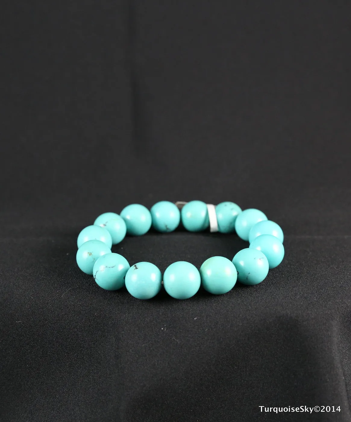Natural pure turquoise beads bracelet 7 inches