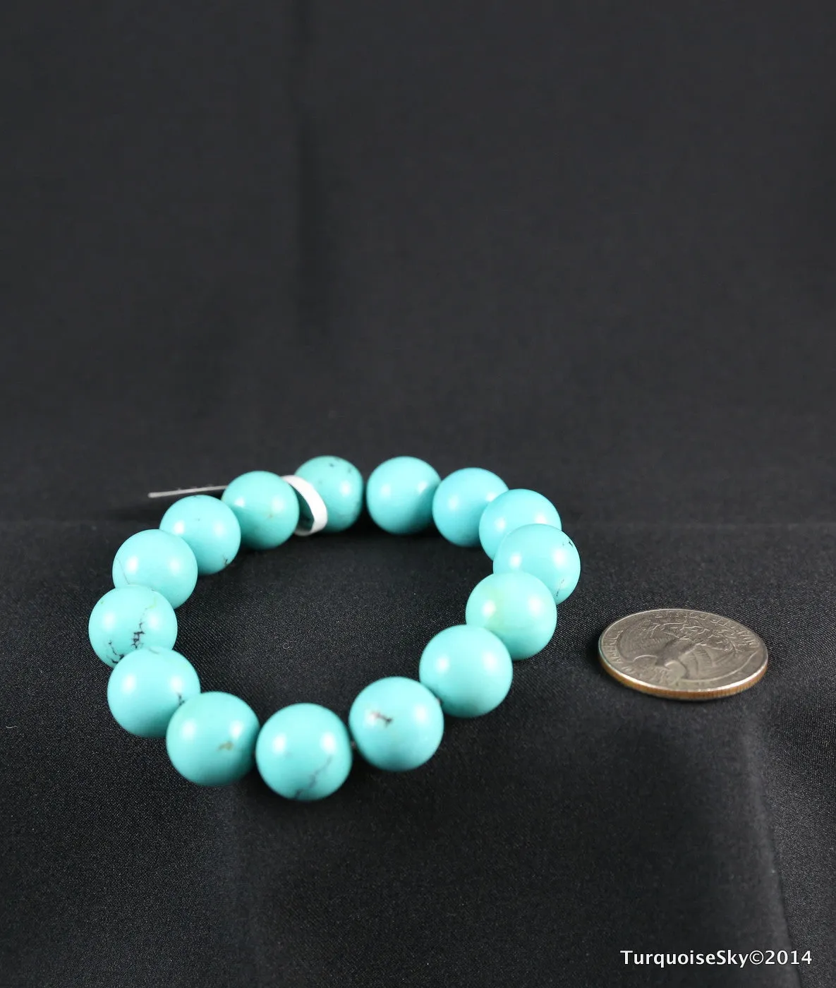 Natural pure turquoise beads bracelet 7 inches