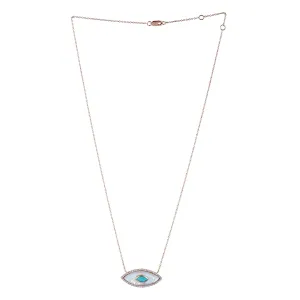 Natural Turquoise MOP Sapphire Diamond Evil Eye Charm 14k Yellow Gold Choker On Sale