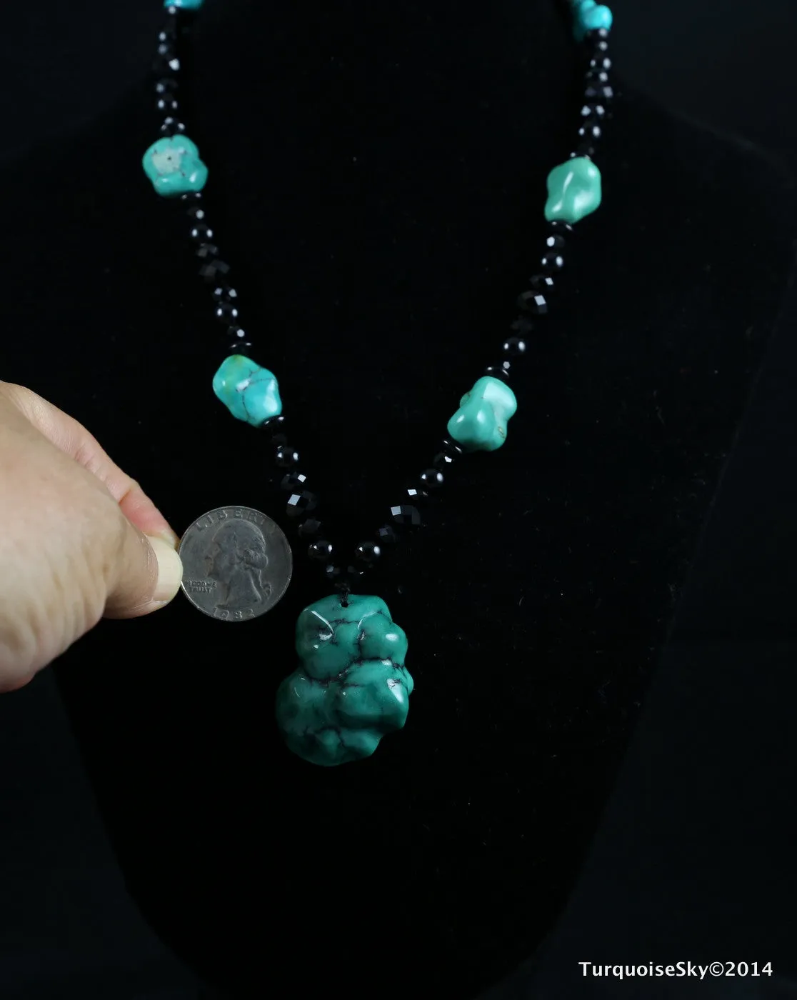 Natural turquoise necklace 26 inches
