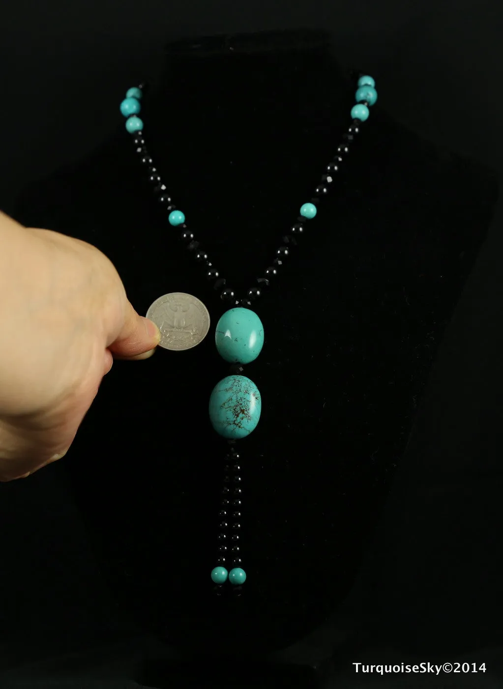 Natural turquoise necklace 28 inches