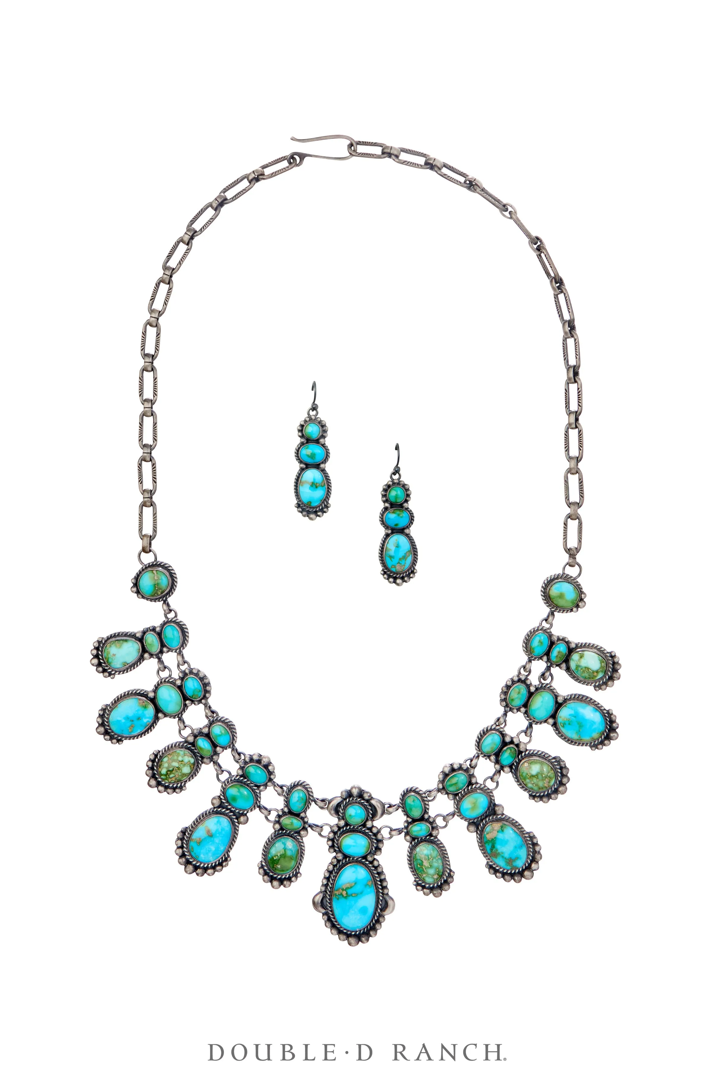 Necklace, Bib, Turquoise, Sonoran Gold, Matching Earrings, Hallmark, Contemporary, 3512