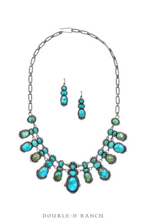 Necklace, Bib, Turquoise, Sonoran Gold, Matching Earrings, Hallmark, Contemporary, 3512