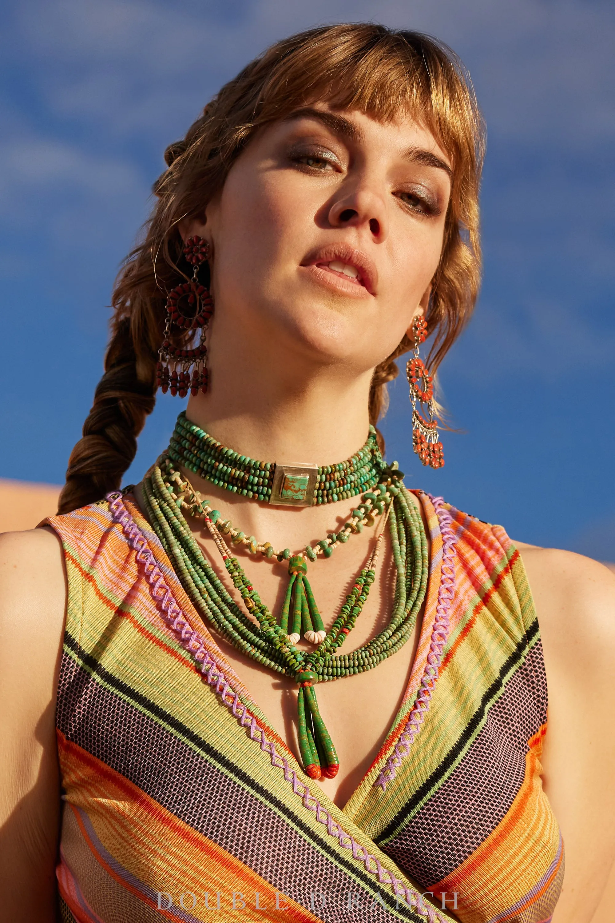 Necklace, Choker, Turquoise, 5 Strands, Hallmark, Vintage, Estate, 1550