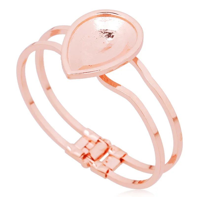 New arrived Brass Plated openable Bracelet Setting,30*20mm (inside) Drop  Bezel fits Swarovski 4327,Cuff,Zinc Alloy filled,5pieces/lot