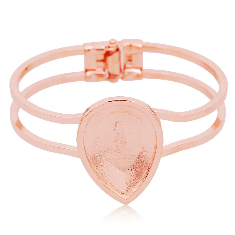 New arrived Brass Plated openable Bracelet Setting,30*20mm (inside) Drop  Bezel fits Swarovski 4327,Cuff,Zinc Alloy filled,5pieces/lot