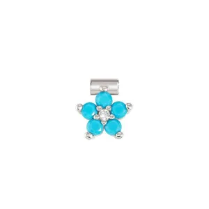 Nomination SeiMia Flora Pendant, Flower, Large, Turquoise Cubic Zirconia, Silver