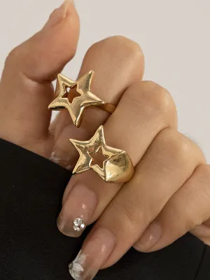 Normcore Adjustable Hollow Star Shape Rings Accessories