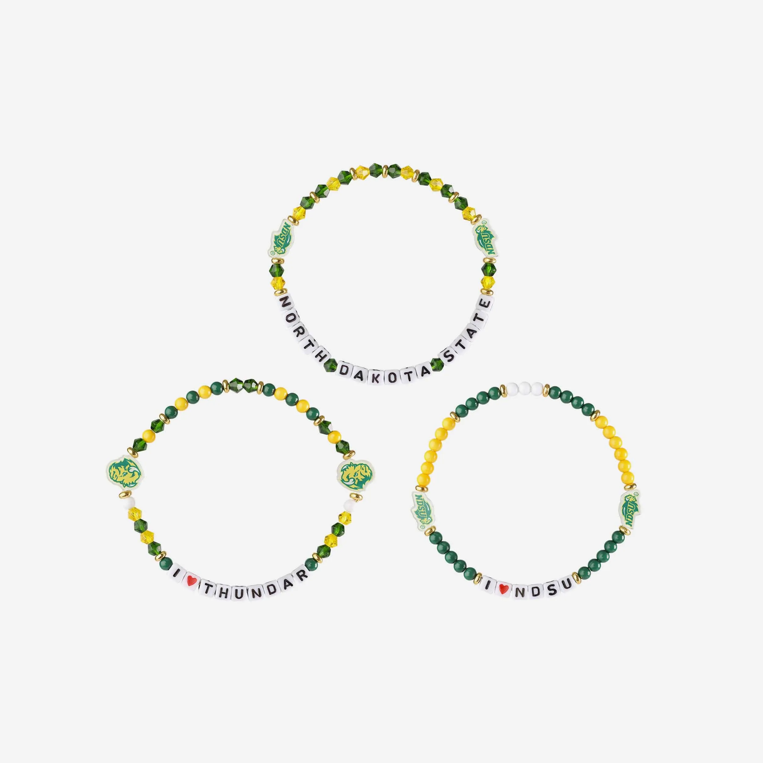 North Dakota State Bison 3 Pack Friendship Bracelet