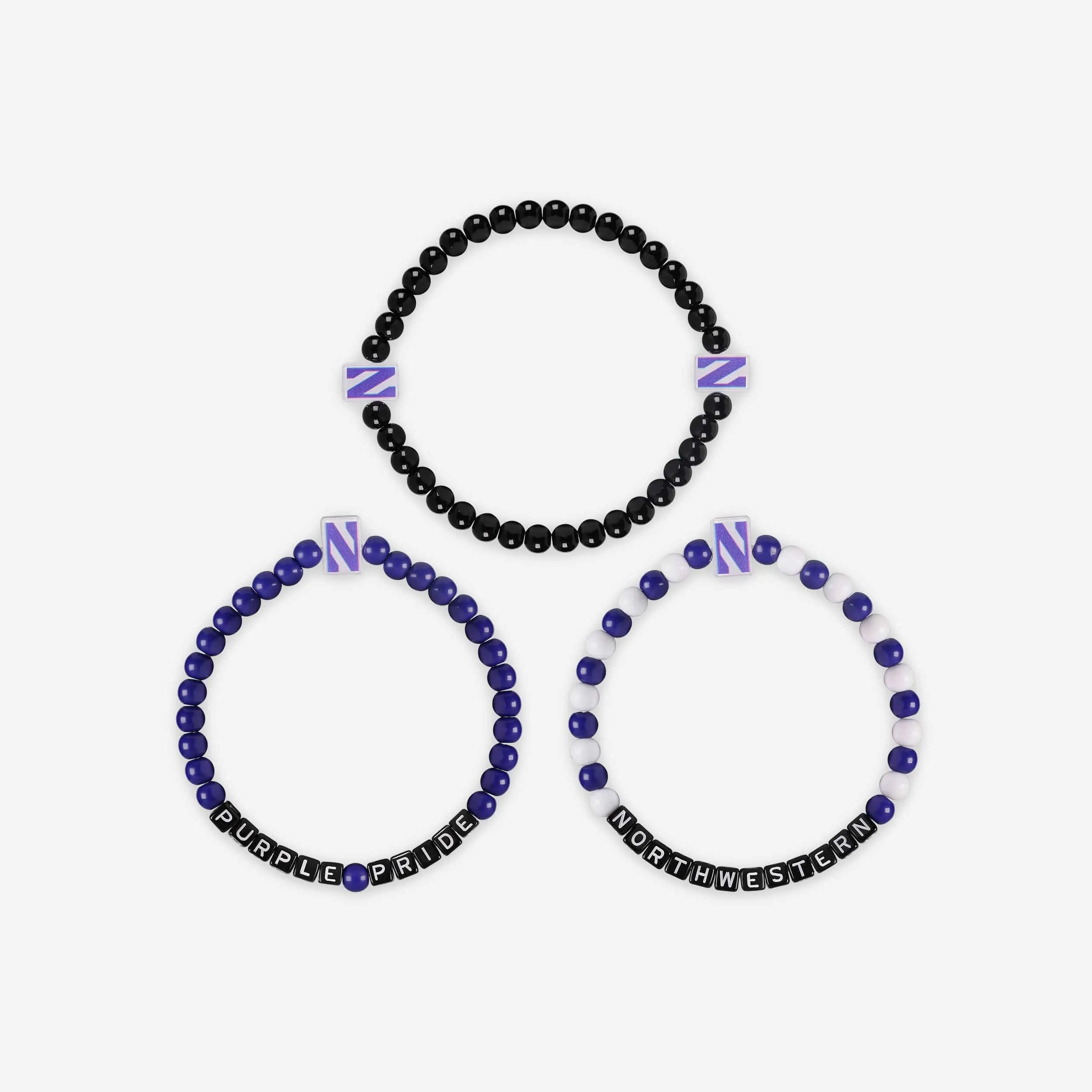 Northwestern Wildcats 3 Pack Beaded Friendship Bracelet