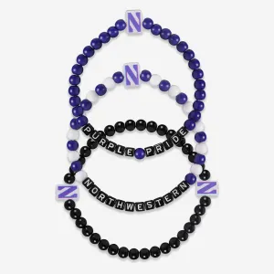 Northwestern Wildcats 3 Pack Beaded Friendship Bracelet