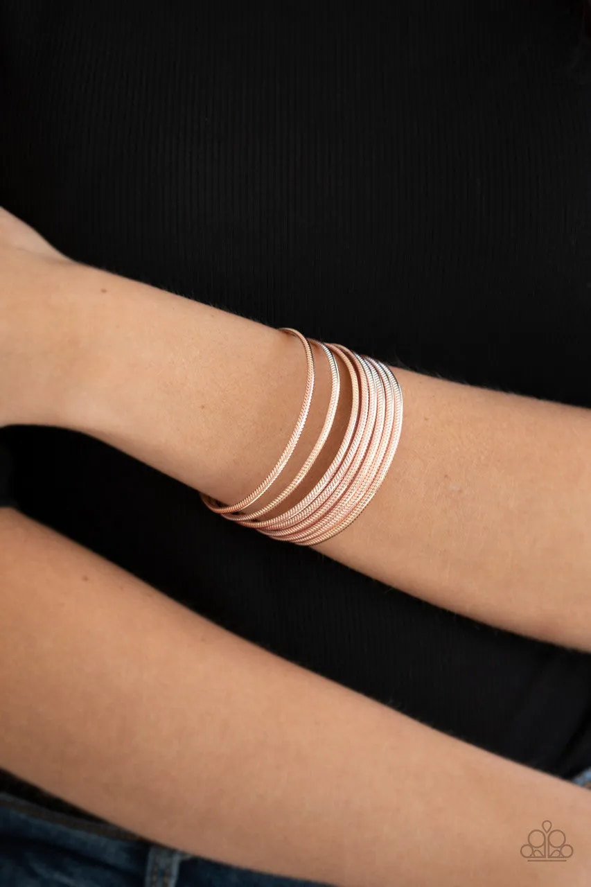 Now Watch Me Stack Rose Gold Paparazzi Bracelet