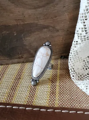 Oblong Buffalo Stone and Silver Ring