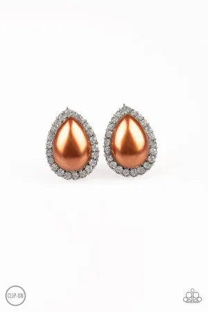 Old Hollywood Opulence Brown Paparazzi Clip-On Earrings
