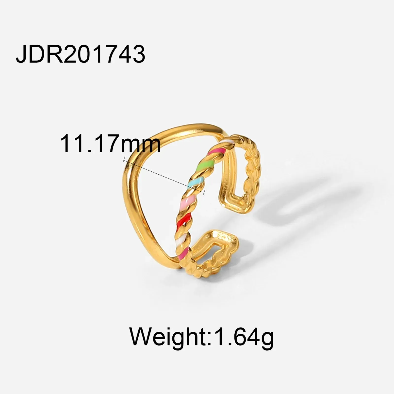 One Difference Adjustable Gold Plated Stainless Steel Geometric Colorful Rings