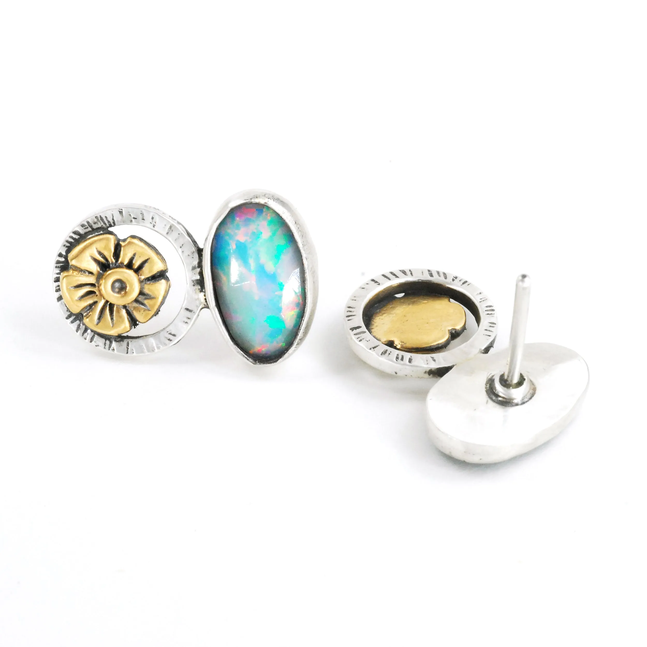 Opal Gold Blossom Studs