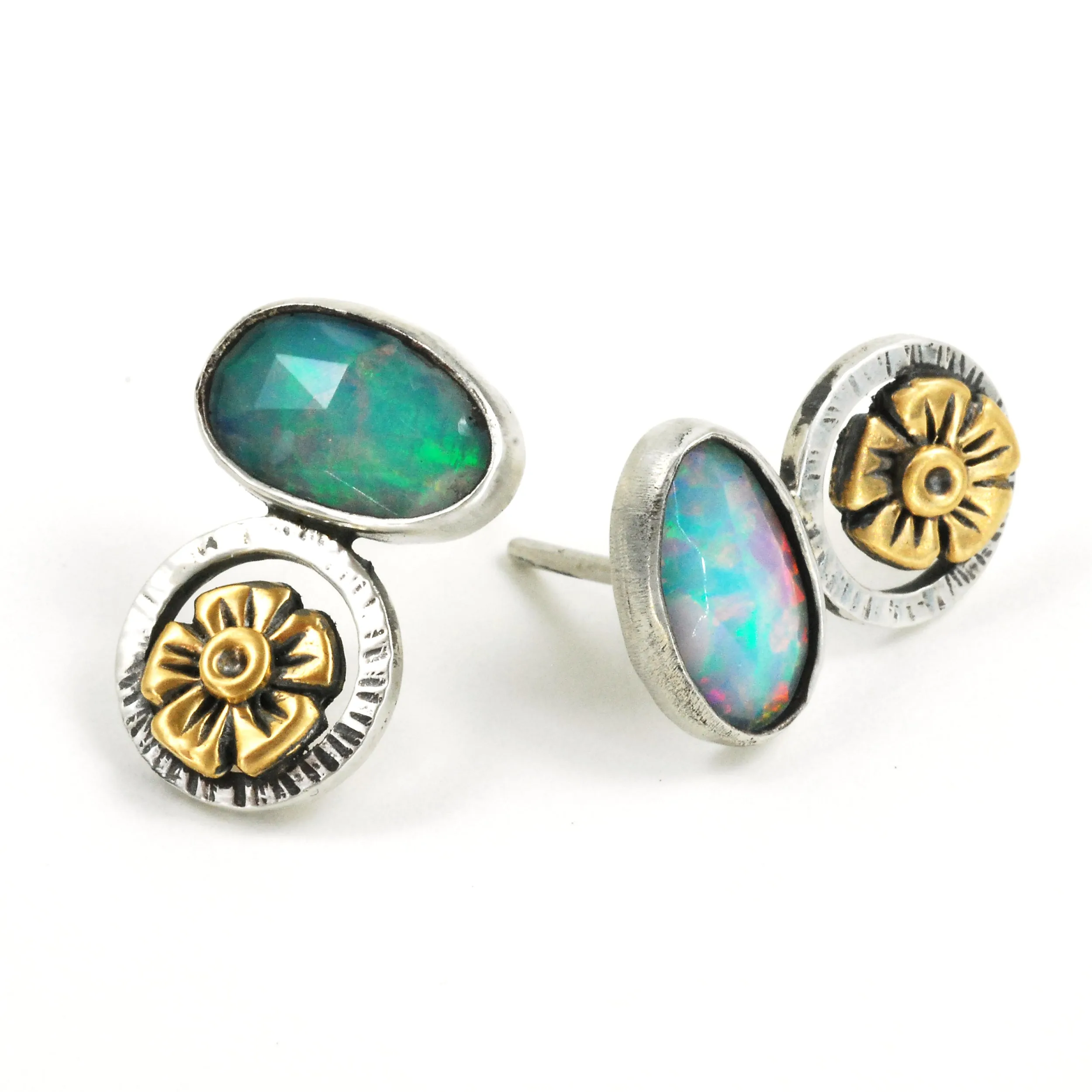 Opal Gold Blossom Studs
