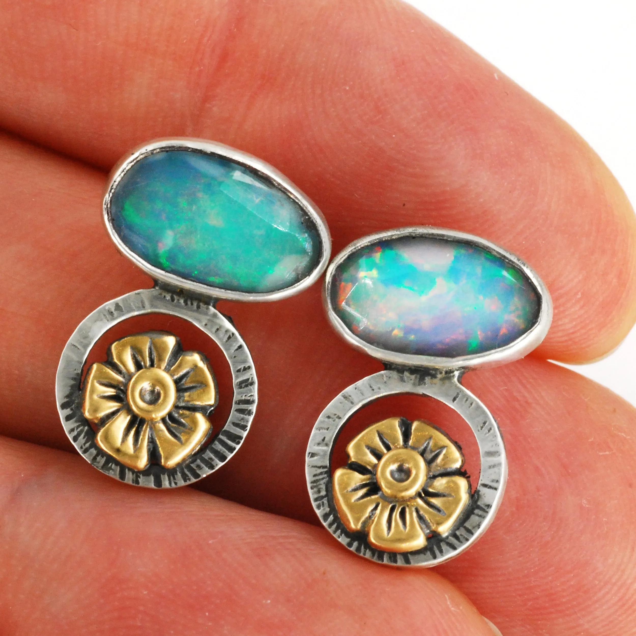 Opal Gold Blossom Studs