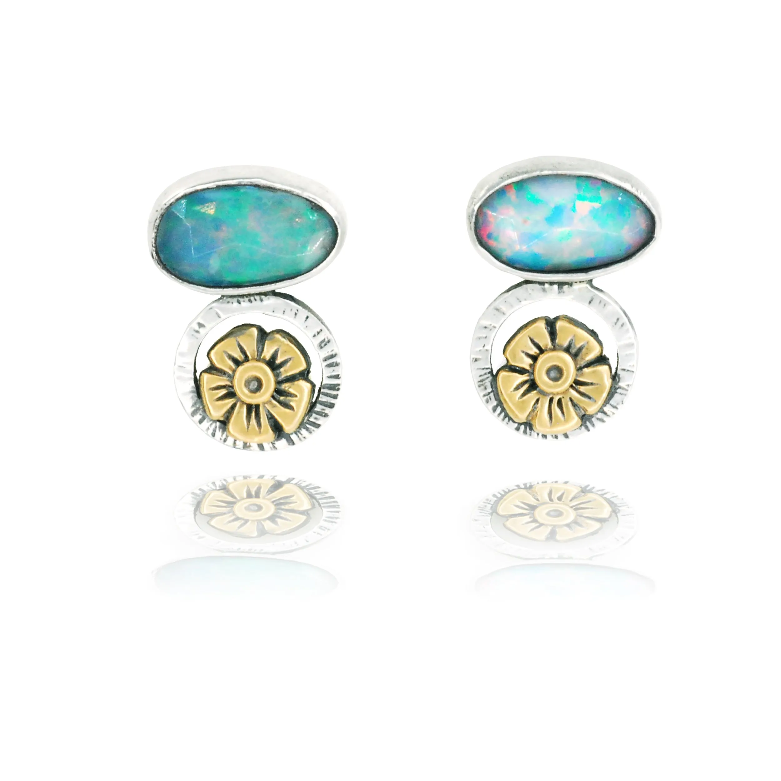 Opal Gold Blossom Studs
