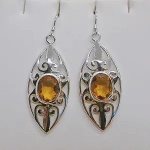 Orange Citrine Earrings, Art Nouveau Jewelry, #E32