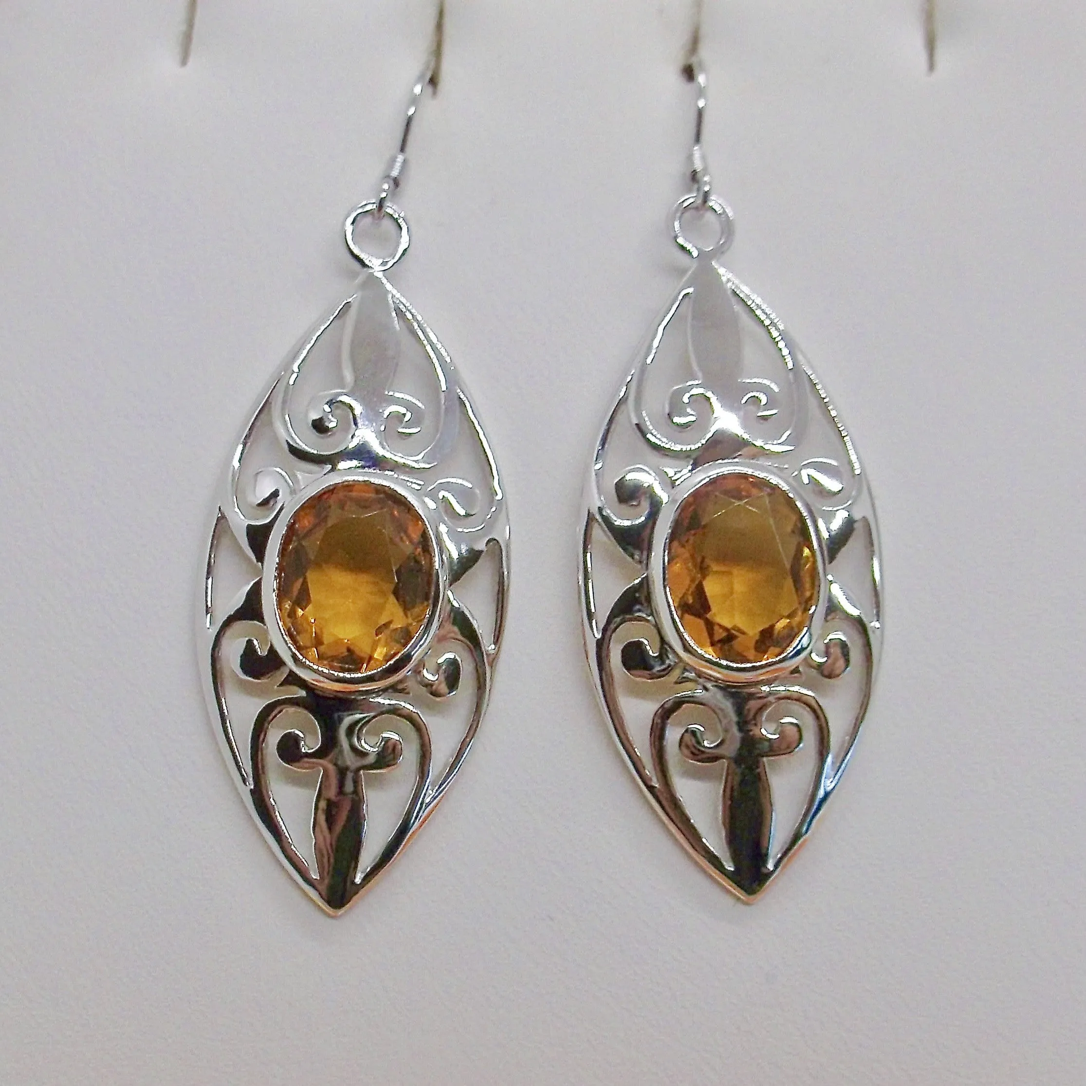 Orange Citrine Earrings, Art Nouveau Jewelry, #E32