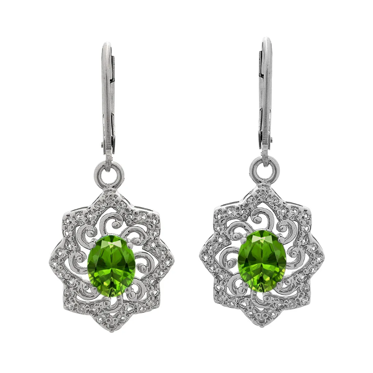 Oval 6X4 MM Art Deco Drop Multi Choice Gemstone 925 Sterling Silver Earring