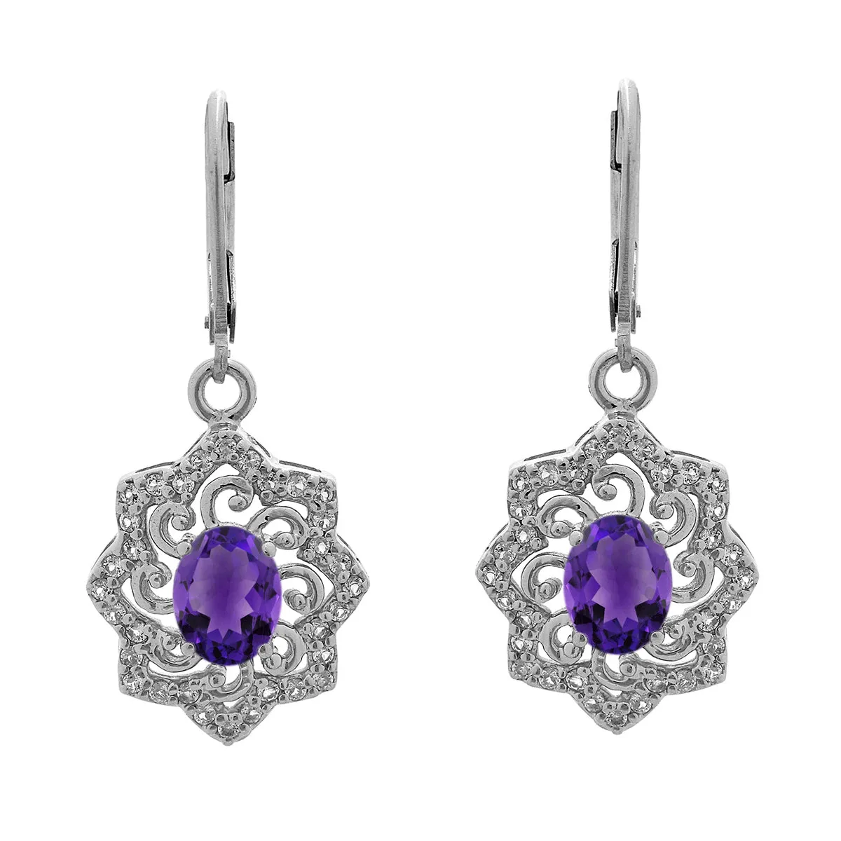 Oval 6X4 MM Art Deco Drop Multi Choice Gemstone 925 Sterling Silver Earring