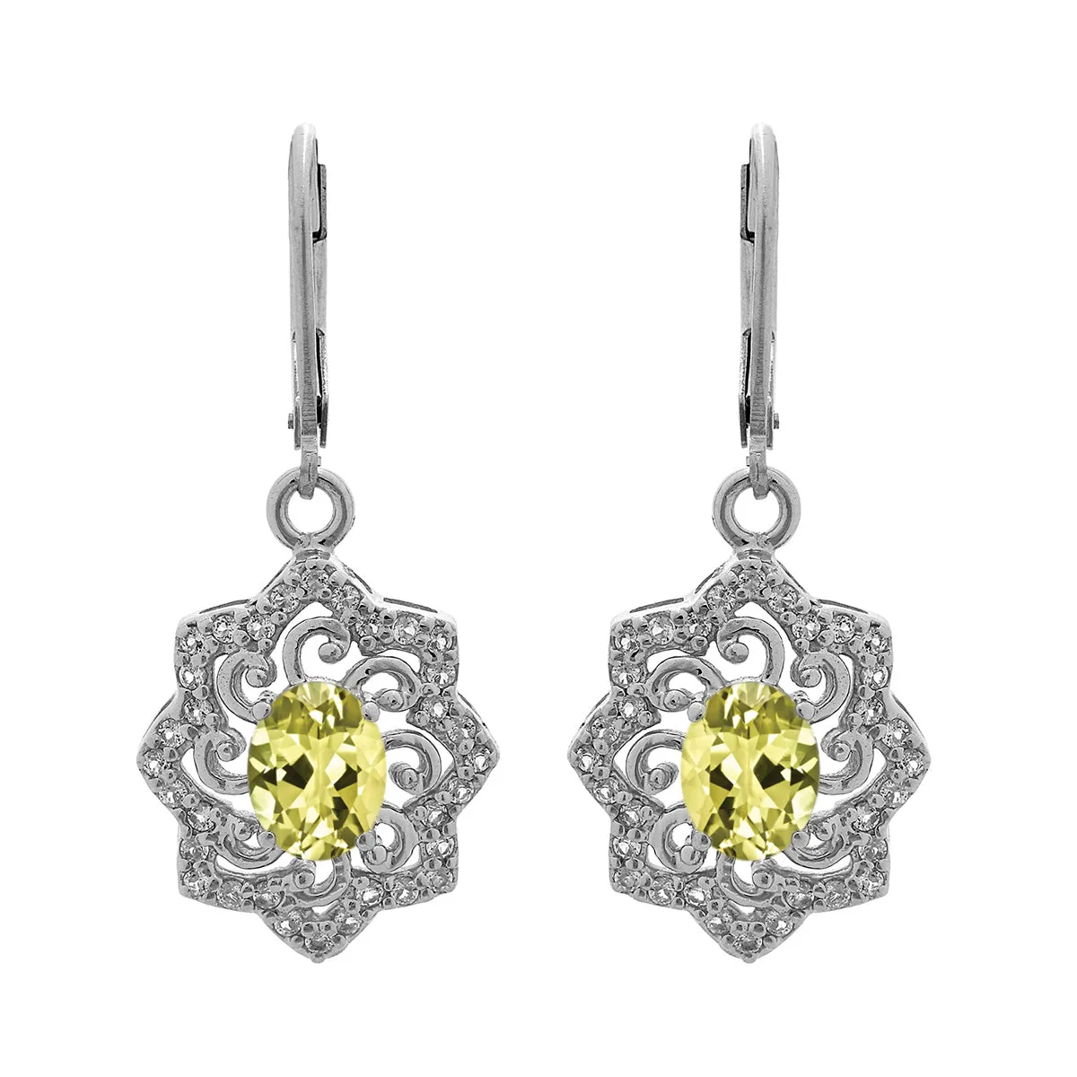 Oval 6X4 MM Art Deco Drop Multi Choice Gemstone 925 Sterling Silver Earring