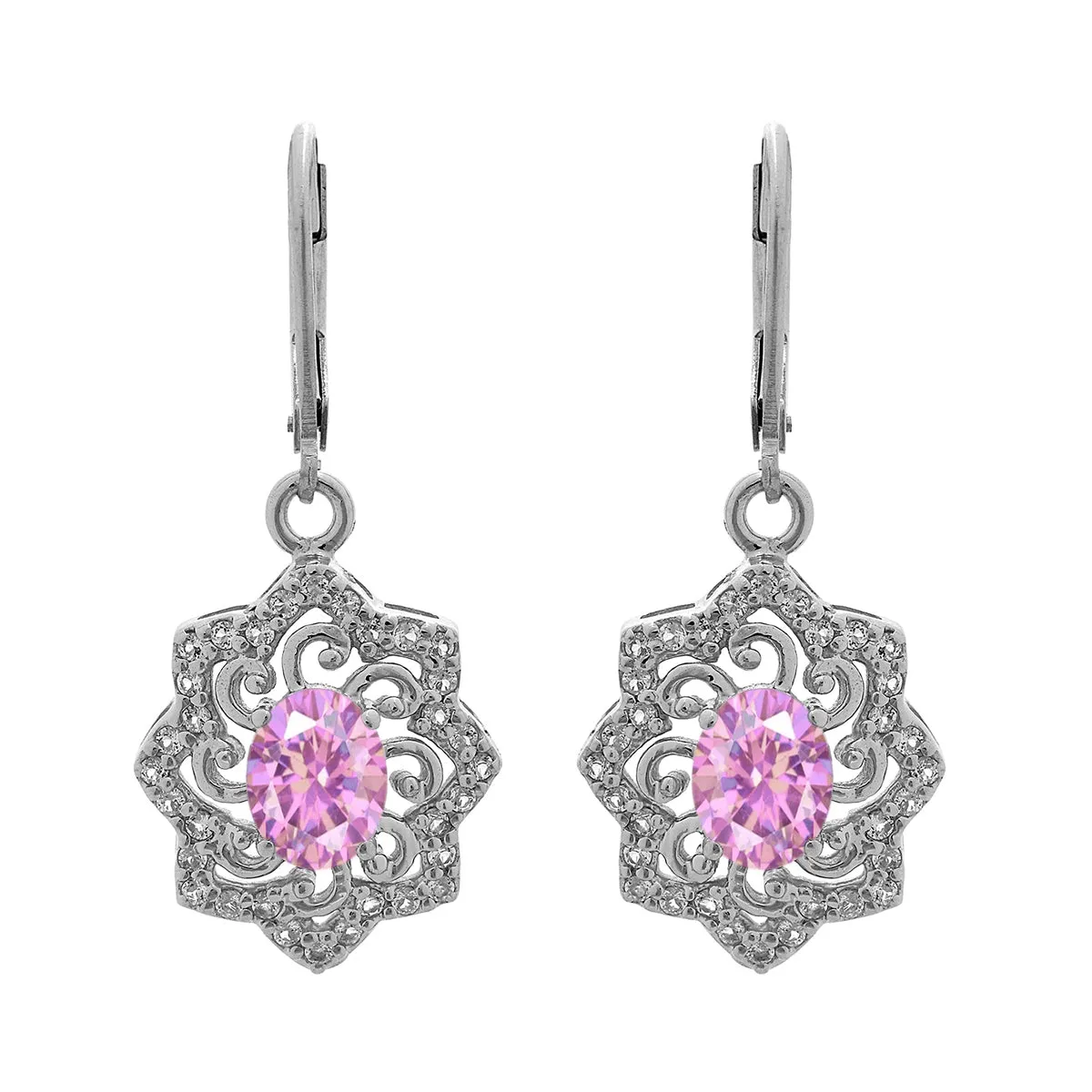 Oval 6X4 MM Art Deco Drop Multi Choice Gemstone 925 Sterling Silver Earring