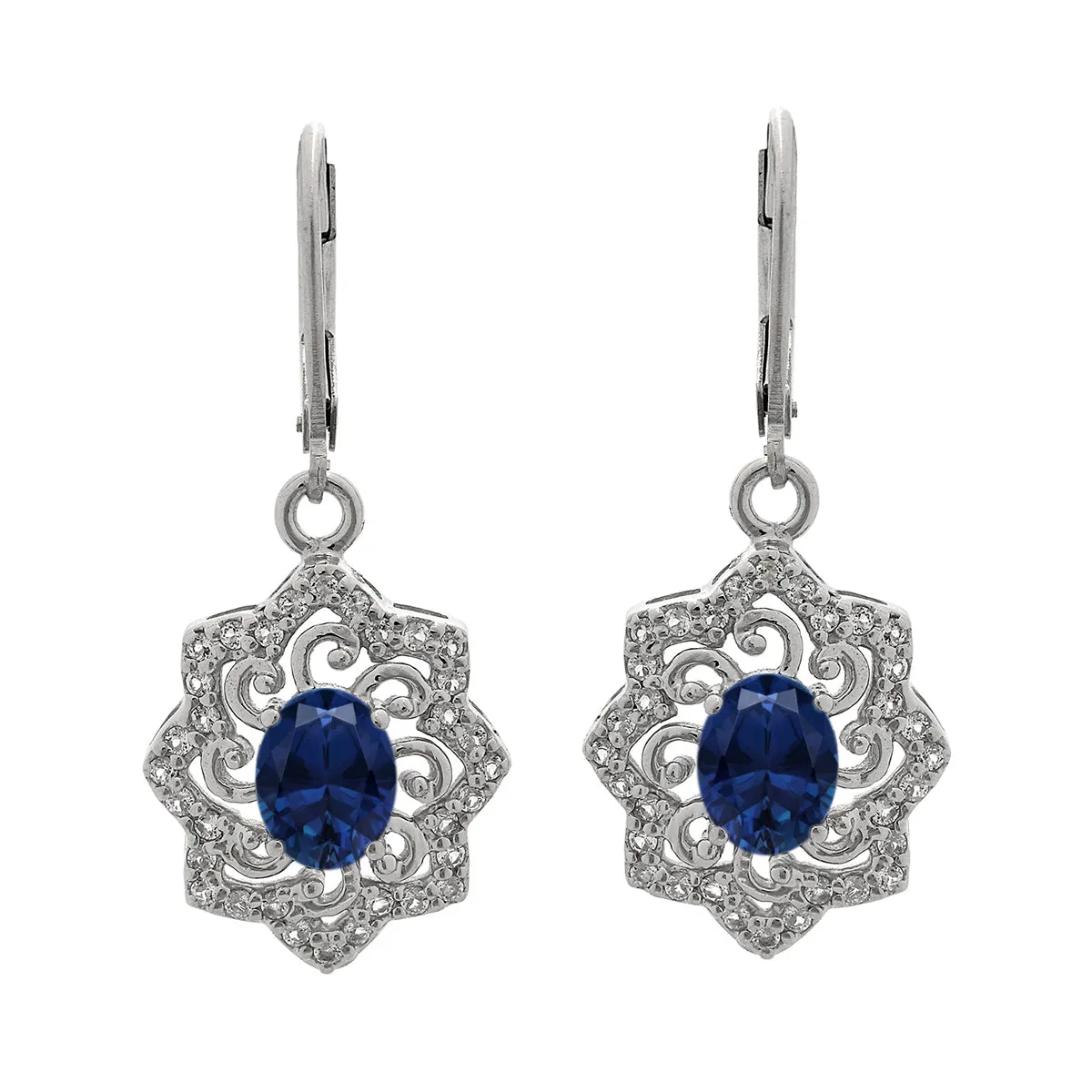 Oval 6X4 MM Art Deco Drop Multi Choice Gemstone 925 Sterling Silver Earring