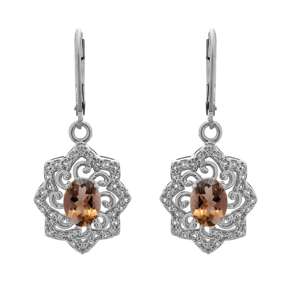 Oval 6X4 MM Art Deco Drop Multi Choice Gemstone 925 Sterling Silver Earring