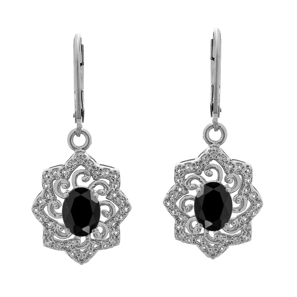 Oval 6X4 MM Art Deco Drop Multi Choice Gemstone 925 Sterling Silver Earring
