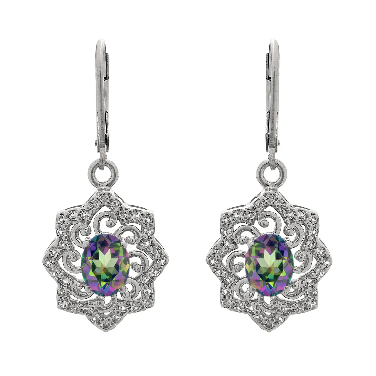 Oval 6X4 MM Art Deco Drop Multi Choice Gemstone 925 Sterling Silver Earring