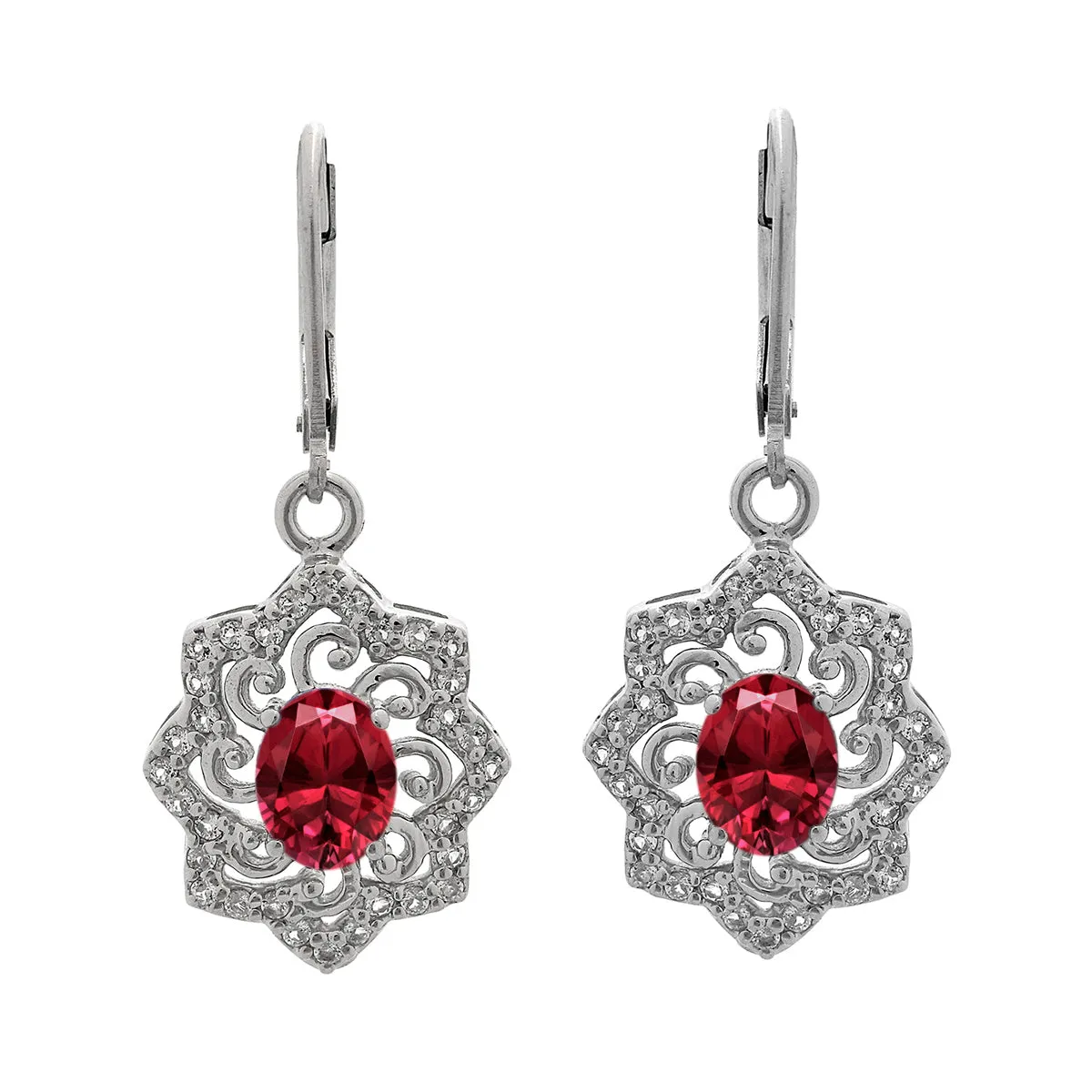 Oval 6X4 MM Art Deco Drop Multi Choice Gemstone 925 Sterling Silver Earring