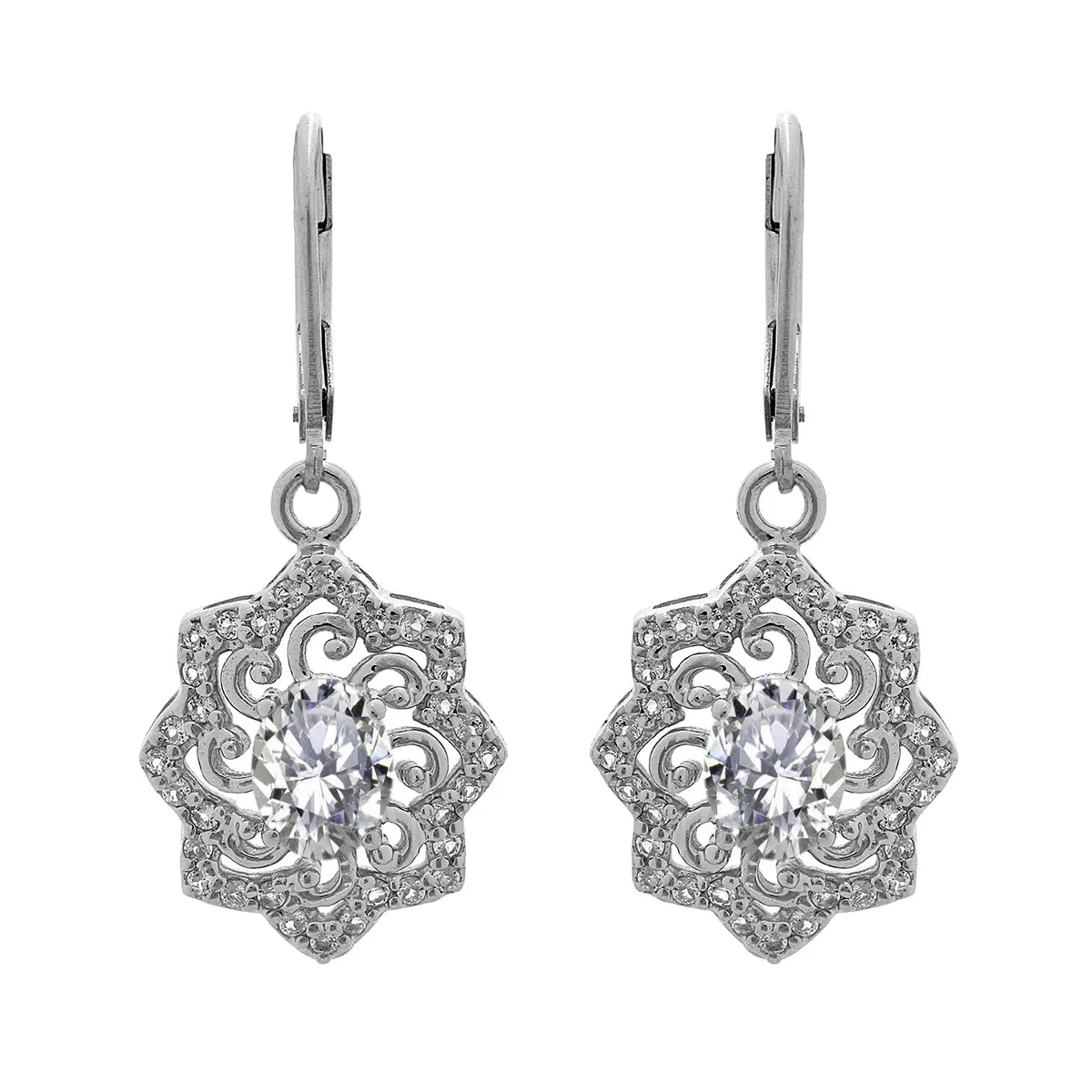 Oval 6X4 MM Art Deco Drop Multi Choice Gemstone 925 Sterling Silver Earring