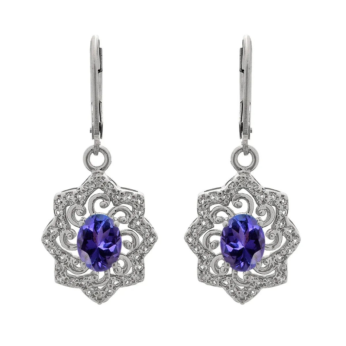 Oval 6X4 MM Art Deco Drop Multi Choice Gemstone 925 Sterling Silver Earring