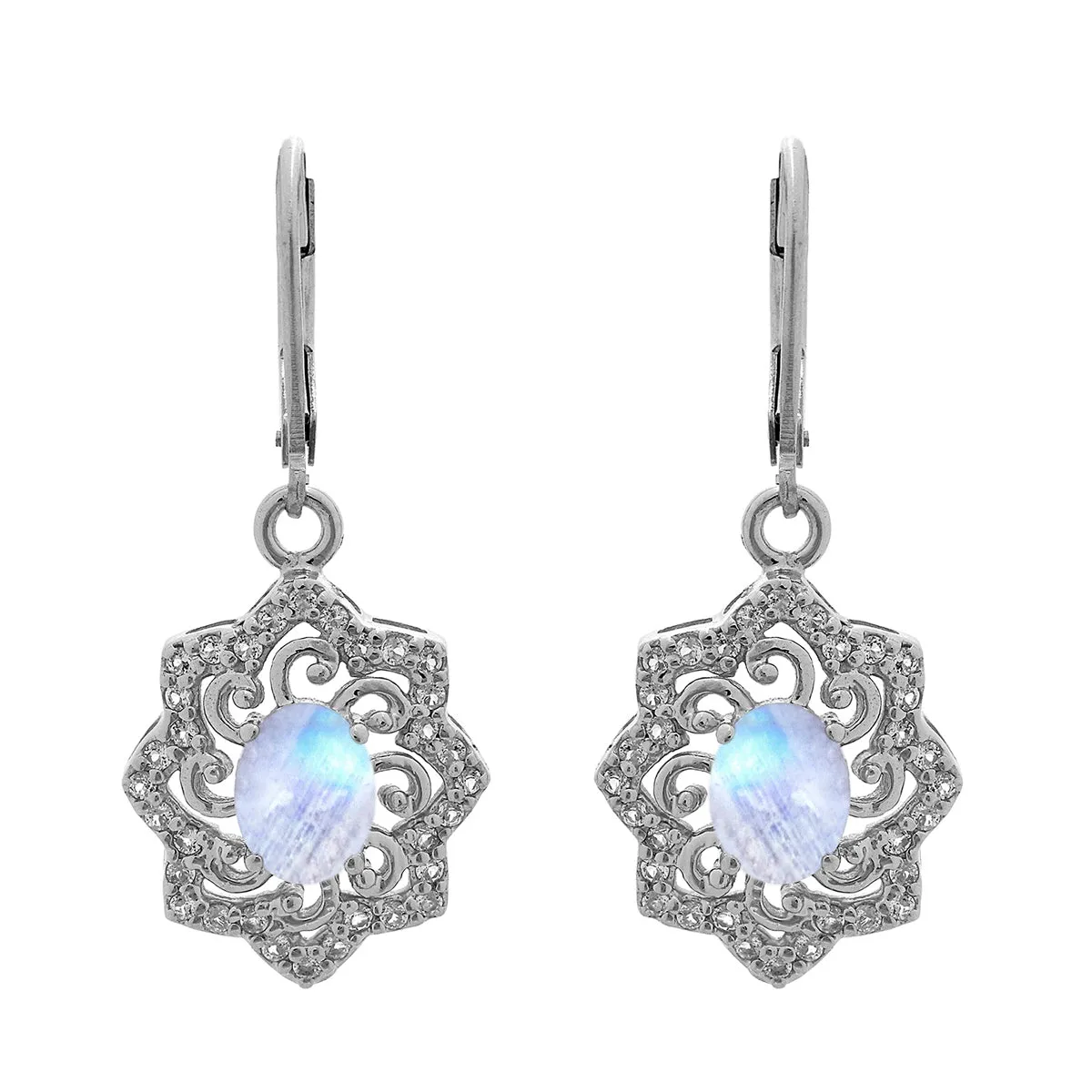 Oval 6X4 MM Art Deco Drop Multi Choice Gemstone 925 Sterling Silver Earring